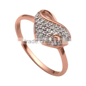 9k 10k 14k 18k White and Pink Gold Ring Earrings Diamond thumbnail-1