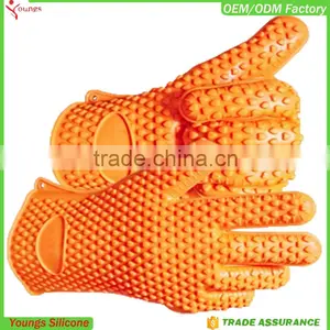 Silicone Oven Gloves With Fingers FDA Waterproof Glove BBQ Safety Glove thumbnail-5