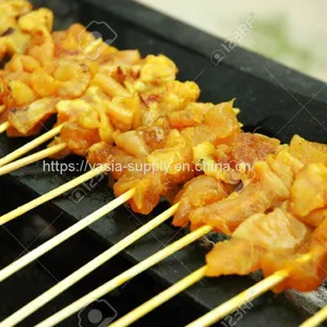 Bamboo Skewers on Grill Bbq Skewers Grilled With Charcoal Fire thumbnail-1