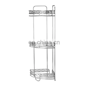 Factory Diamond Series Modern Design Iron Wire 3 Tier Standing Bathroom Storage Caddy Corner Shelf thumbnail-1