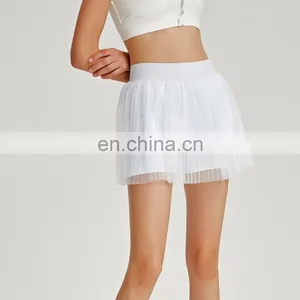 New Mini Pleated Tennis Skirt Sexy Mesh With Side Pocket Shorts Sports Fitness Skirt Women Golf Baseball Wear Apparel thumbnail-3