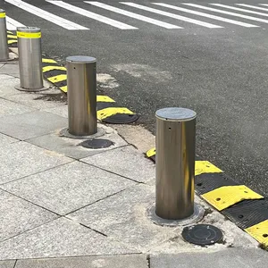 UPARK Anti-crash Battery Model Smart Rising Bollard Campus Entrance Stainless Steel Automated Lifting Column Bollard thumbnail-1