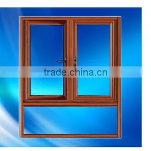 Aluminum Wood Grain Powder Coating Awning Window With Thermal Break thumbnail-1