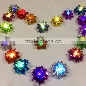 3.5" Plastic LED Bow, LED Star Ribbon Bow With 16loops, 4" Diameter Around Lighting Star Bow for Christmas thumbnail-2