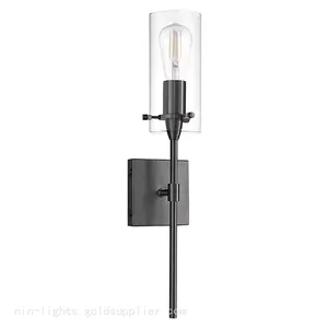 Industrial Retro 1 Light Glass Wall Sconce Bathroom Vanity Mirror Front Light With Clear Glass Shade for Bedroom Living Room thumbnail-1