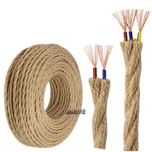 CE VDE SAA UL Electrical Wire Braided Hemp Rope Wire Cable Twisted Jute Rope Cable thumbnail-2