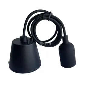 CE E27 Pendant Lamp Cord Set Lamp Kits Silicone Lampholder Cable With Plastic Ceiling Canopy thumbnail-3