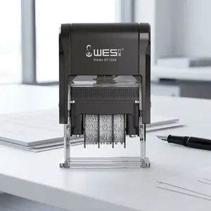 Custom Text 13x28mm Rectangle Date Stamp Self-Inking Plastic Calendar Adjustable Features Daily Records Office Documents Wes thumbnail-1