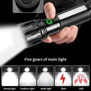 Wholesale RGB Side Light White Laser Flashlight Magnetic Tail 13 Modes Telescopic Zoom Rechargeable Torch IPX4 Waterproof thumbnail-1
