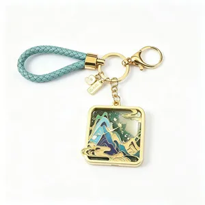 Stained Glass Rainbow Cat Star Enamel Keychain Custom Art Decor Key Ring thumbnail-5