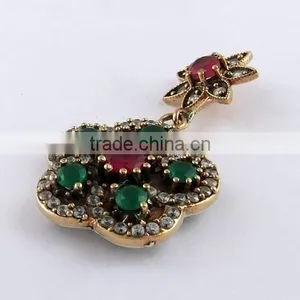 White CZ Green Onyx Red Onyx Pendant, Silver Jewellery India, 925 Silver Jewellery thumbnail-3