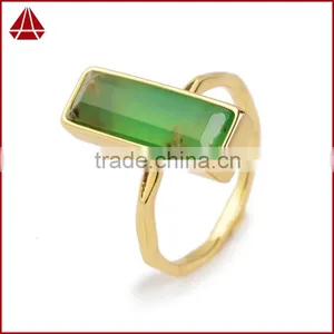 Natural Green Jade Chrysoprase Gemstone Set Into a 18k Gold Bezel Ring thumbnail-1