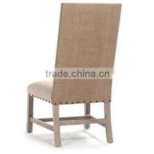 Classic Wooden Fabric Chair Armless Dining Chair With High Back thumbnail-3