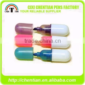 Cixi Chentian New Design Pill Shape Stylus Mini Highlighter Marker Pen Bulk , PP, In PVC Bag Or Bottle thumbnail-1