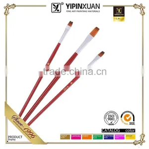Hot Selling Wholesale China 3Pcs Flat Shap Nylon Hair Wooden Handle Art Paint Brush Manufactures thumbnail-1