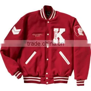 Varsity/Letterman/College Jacket Red/White Made of Melton Wool thumbnail-1