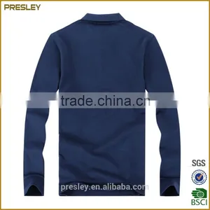 Presley Oem New Fashion Men's Casual Regular Fit Blank Long Sleeve Custom Polo Shirt thumbnail-6