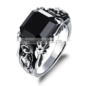 Costume Jewellry Wholesale Skull Engagement Ring for Women With Black Stone thumbnail-2