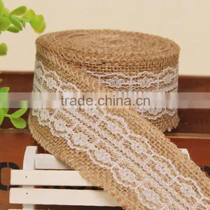 Vintage Burlap Lace Tirm,rustic Jute Trims,wired Burlap Ribbon for Wedding Decoration Quality Choice thumbnail-5