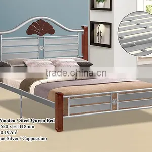 Wooden/Steel Queen Bed thumbnail-1