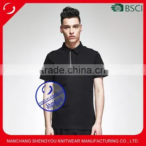 Custom Men's Blank Zipper Placket Polo Shirt thumbnail-1