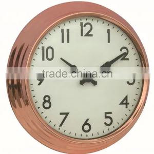 Large Retro Rose Gold Round Shaped Metal Mounted Wall Clock thumbnail-1
