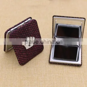 Customized Beautiful Rectangle Alligator Pattern Leather Compact Mirror thumbnail-6