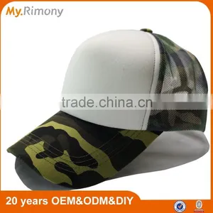 100 Polyester Foam White and Camo Trucker Cap With Camo Mesh From Myrimony thumbnail-1