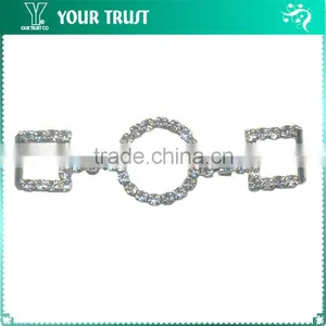 3MM 5MM Clear Cystal Rhinestone Connector Rhodium Metal Belt Buckle thumbnail-3