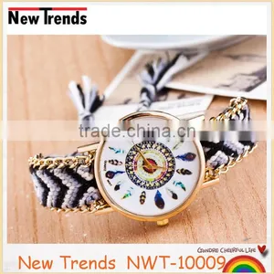 Best Selling DIY Weaved Peacock Wrist Bracelet Watch With Multi-color Cord thumbnail-4