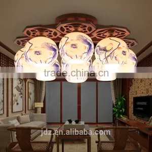 LED Morden Ceiling Light Beautiful Chandelier Jingdezhen Porcelain Light 9Head for Dining Bedroom Hotel Ceramic Lamp thumbnail-1