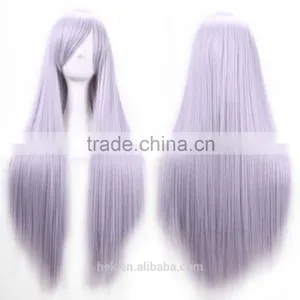 Cosplay Wig Oblique Bangs Long Straight Human Wigs 80cm 32 Inch Costume Party Synthetic Hair Wig thumbnail-2