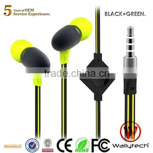 Newest 2013 Wallytech WHF-124 Metal In-ear Zipper Earphone With Microphone Flat Cable for IPhone for Samsung thumbnail-1