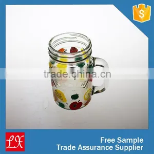 Decal 12 oz Mason Jar Drinking Glass With Handle thumbnail-4