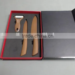 Copper Color Blade and Handle, 5inch and 6 Inch With a Peeler Ceramic Knife Set in Elegant Gift Box thumbnail-1