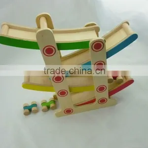 2014 Top Quality Wooden Racetrack and Sliding Racing Car Toy Set for Kids thumbnail-2