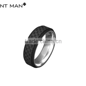 New Design American Style Custom Carbon Fiber Ring for Men Titanium Ring Band thumbnail-6