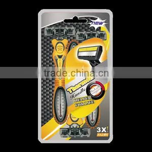 Stainless Steel Disposable Manual Shaving Razor With Rubber Handle thumbnail-5
