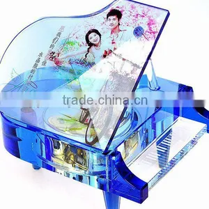 Crystal Glass Piano Music Box Wedding Decoration Christmas Gift 3d Laser Engrave thumbnail-2