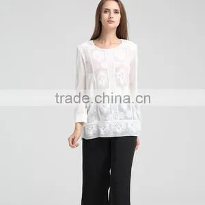 Women Full Embroidery Light Knit Blouse thumbnail-1