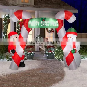 Christmas Inflatable Candy Cane Arch With Santa and Snowman Decoration thumbnail-1