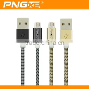 PNGXE 2015 Newest Coming Zinc Alloy Braided Super Fast Charging Led Micro Usb Cable Support For IOS9 System thumbnail-1