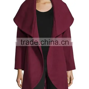 OEM Wholesale Hi-end Fall Winter New Pant Coat Design Woman's Wool Coat thumbnail-4