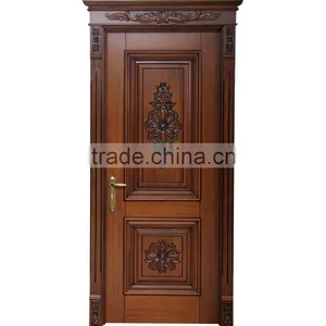 Compound Solid Wood Door With Flower thumbnail-1