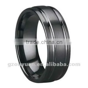 Hot Sell Men and Women Black Ceramic Wedding Band Ring thumbnail-1
