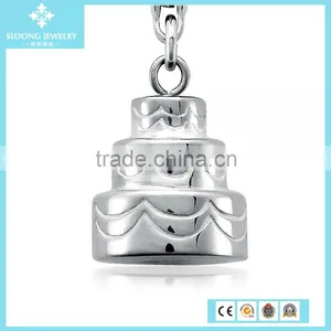 Wedding Cake Decoration Charm Pendant in Sterling Silver thumbnail-2