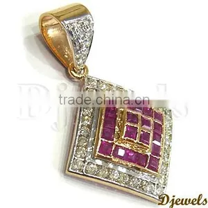 Turquoise Diamond Pendants, Diamond Gold Pendants, Diamond Jewelry thumbnail-2