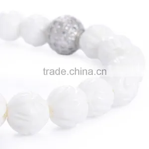 Moon Bodhi Seed Stretch Bracelet Buddhism Prayer Beads Mala White thumbnail-6