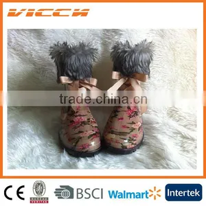 Cheap Clear Jelly Lace up Pvc Rainboots thumbnail-1