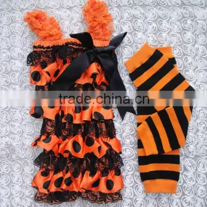 Wholesale Halloween Matching Romper and Leg Warmer Outfit for Baby Girl thumbnail-1